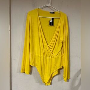 Yellow Bodysuit NWT 18/20 Bodysuit, Low V-Neck Surplice